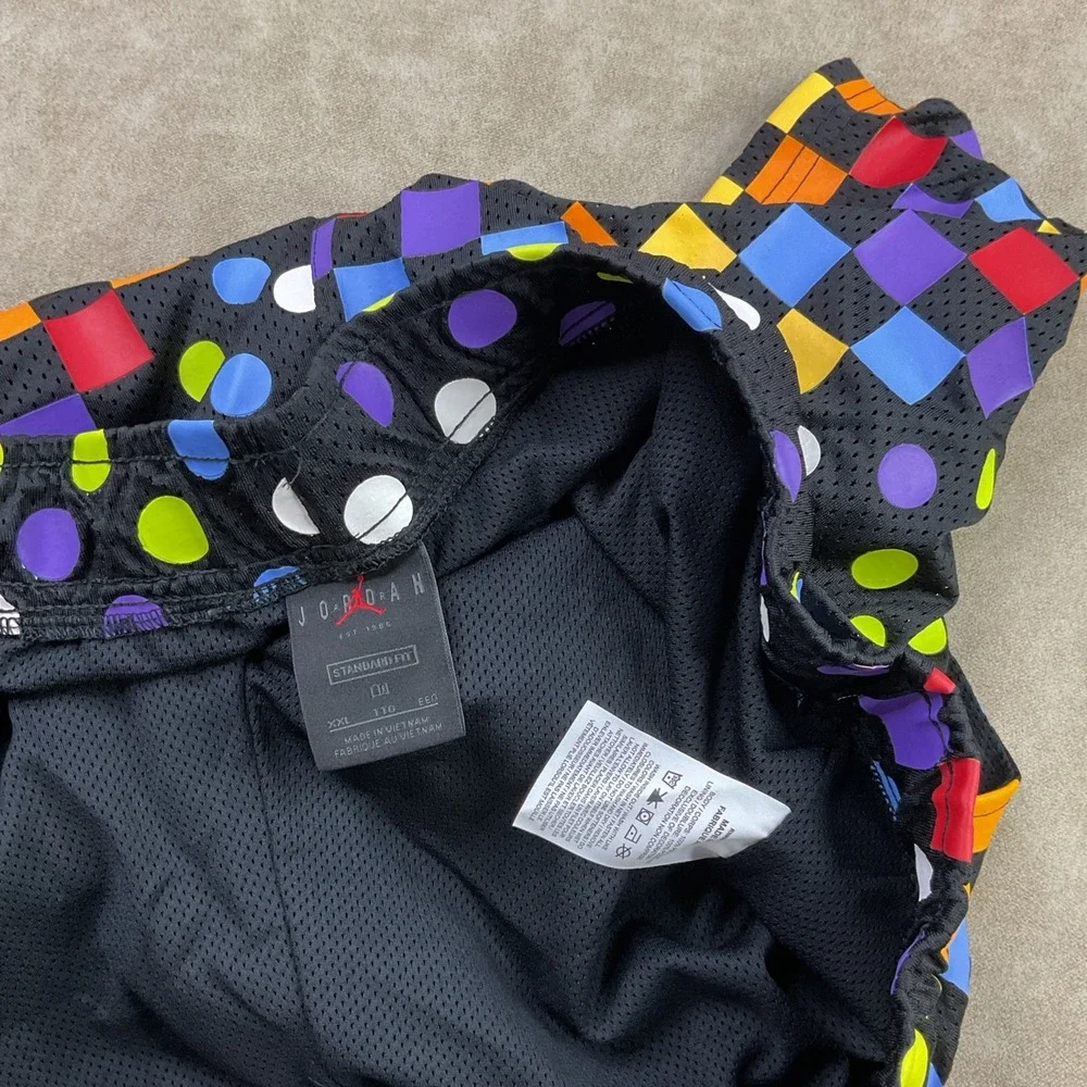 Nike Air Jordan Retro 3 Shorts AOP Basketball‎ Black MultiColor Check Men Sz 2XL